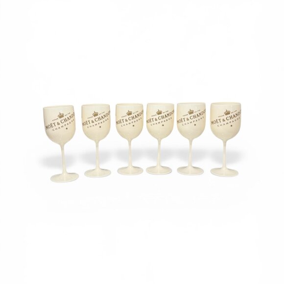 6 Vintage Moet & Chandon Ice Imperial Cream & Gold Acrylic Champagne Goblets - Picture 17 of 17